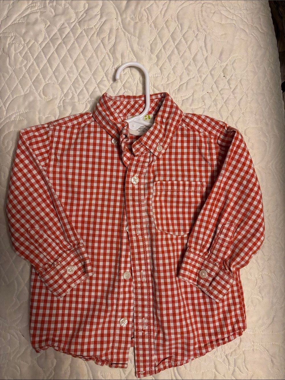 Toddler Orange Gingham Button-Up Shirt